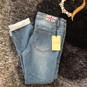 Blue skinny jeans, ripped detail from Fashion Nova